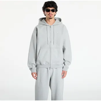 Pánská mikina Mikina Nike Solo Swoosh Men's Full-Zip Fleece Hoodie Dk Grey Heather/ Lt Smoke Grey/ White S