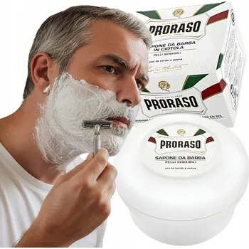 Mýdlo na holení bílé PRORASO Řada Bílá WHITE Soap 150 Ml Zelený čaj
