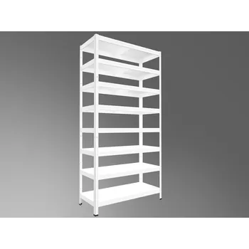 Dílenský regál Kovový regál do sklepa Biedrax 40 x 100 x 270 cm, bílý - 8 polic kovových