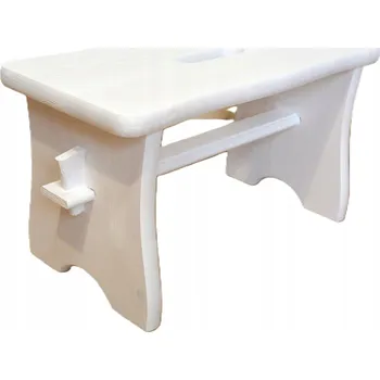 Jídelní židle BÍLÁ MALOVANÁ STOLIČKA TABURET DŘEVĚNÁ plošina kuchyňská židle FSC