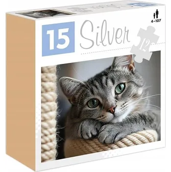 Puzzle STŘÍBRNÉ Alexander Puzzle 12 dílků Kočka - rehabilitace, terapie, velká kočička