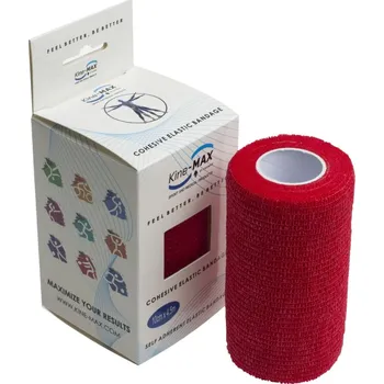 Kine-MAX Cohesive Elastic Bandage - Elastické samofixační obinadlo (kohezivní) 10cm x 4,5m - červené Široké samofixační elastické obinadlo pro spolehlivou fixaci
