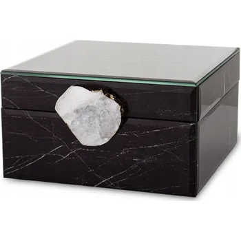 Šperkovnice SKLENĚNÁ ŠPERKOVNICE ČERNÝ MRAMOR NA ŠPERKY KAZETA GLAMOUR ŠEDÝ ACHÁT