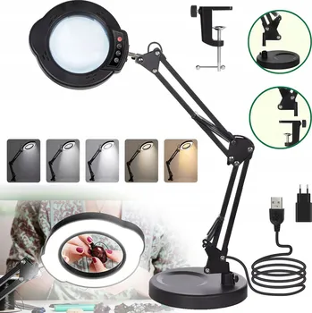 Lupa Kosmetická lupa černá 10x s LED lampou, průměr 105 mm