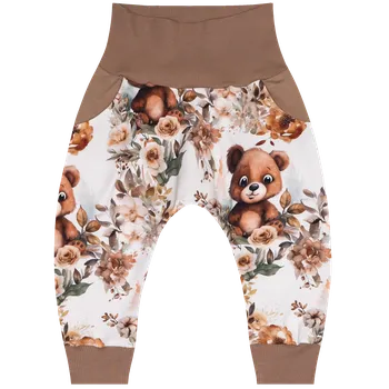 Tepláčky Baggy - Medvídek s kytičkou Velikost: 62