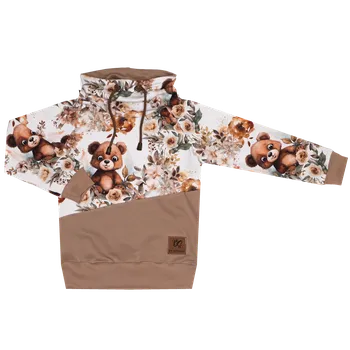 Mikina se stojáčkem - Medvídek s kytičkou Velikost: 110