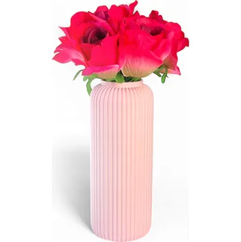 Váza VYSOKÁ SVATEBNÍ VÁZA, PUDR OVÁ NEROZBITNÁ 22 CM, MODERNÍ VÁZA NA KVĚTINY
