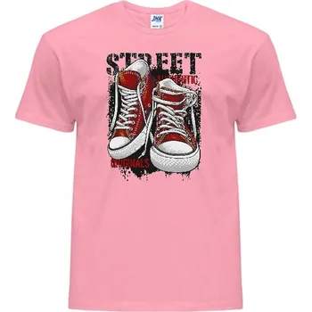 Pánské tričko panske-levne-bavlnene-tricko-potisk-originalni-tenisky Barva: Pink neo - pastelově růžová, velikost: M