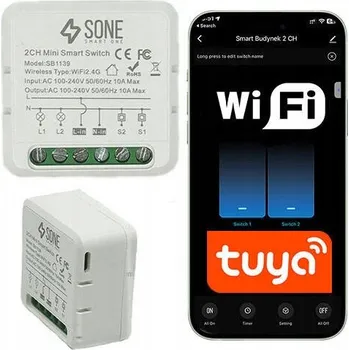 vypínač Řídicí jednotka Sone Relé světla WiFi 2kanálové WiFi