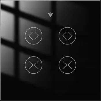 vypínač Dvojitý dotykový skleněný vypínač na rolety, černý, s WIFI, TUYA