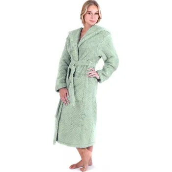 Dámský župan Unisex dlouhý župan s kapucí ATHENA světle zelená - M