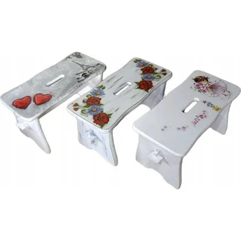 STŘEDNÍ ZDOBENÁ STOLIČKA DECOUPAGE TABURET DŘEVĚNÁ STOLIČKA do kuchyně z FSC dřeva