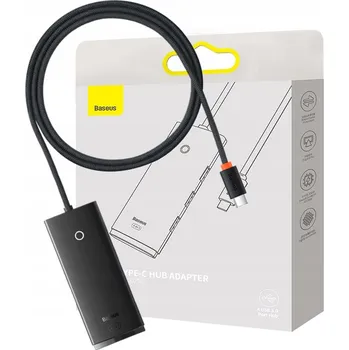 USB hub Hub 4v1 Baseus Lite Series USB-C na 4x USB 3.0 + USB-C, 1 m (černý)
