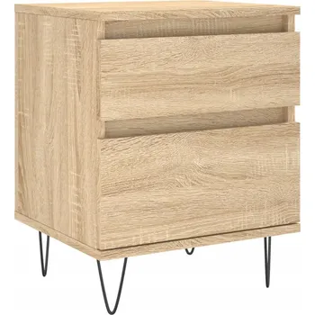 Noční stolek Noční stolek z dřevěného materiálu, dub sonoma, 40x35x50 cm, kov