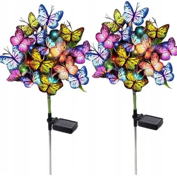 Venkovní osvětlení SOLÁRNÍ ZAHRADNÍ LED SVĚTLO Motýli solární dekorativní venkovní 2 ks