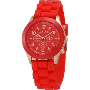Hodinky Moderní hodinky se silikonovým řemínkem - červená