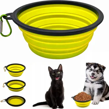 Miska pro psa Skládací (cestovní) silikonová láhev Tojato žlutá 1 l