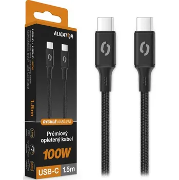 Datový kabel Datový kabel ALIGATOR PREMIUM 5A 100W, USB-C/USB-C, černý
