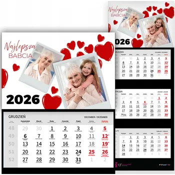 Kalendář Nástěnný Kalendář 2026 Dárek Den babiček Nejlepší babička Vaše Fotografie