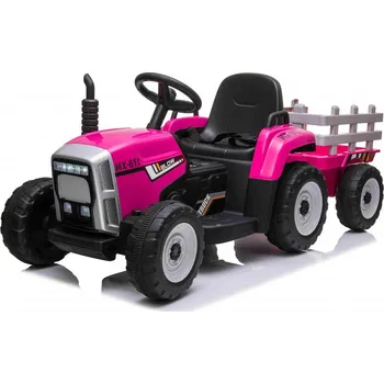 Dětské elektrovozidlo Mamido Elektrický traktor s vlečkou T2 růžový 12V7Ah EVA kola