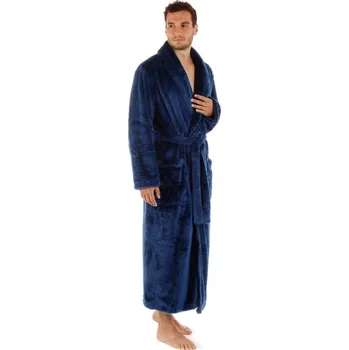 Pánský župan Unisex dlouhý hřejivý župan se šálovým límcem LILLY a JACK EXTRA tmavě modrá - 3XL