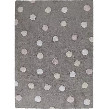 Pelíšek pro psa Lorena Canals Pro zvířata: Pratelný koberec Tricolor Polka Dots bílá, žlutá, šedá 120x160 cm - SLEVA 3% s kodem radost25