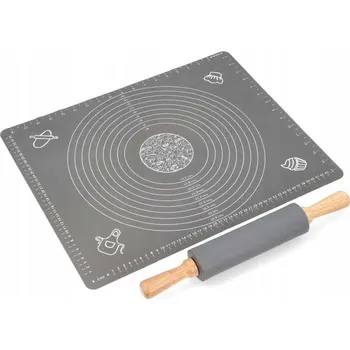 Váleček na těsto SILIKONOVÁ SADA: OTOČNÝ VÁLEČEK + SILIKONOVÁ VÁL NA TĚSTO