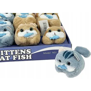 plyšák Kočka s rybou mávající ocasem plyšová 13cm MIX /ADAR