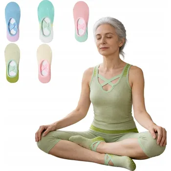 Dámské ponožky PROTISKLUZOVÉ DÁMSKÉ PONOŽKY NA JÓGU A PILATES 5 PÁRŮ PASTELOVÉ BARVY