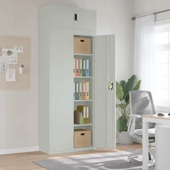 Šatní skříň Skříň na dokumenty, světle šedá, 90x40x240 cm, ocelová