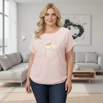 Dámské světle růžové triko Role fashion Italy moda univerzální velikost XL - XXL O2496