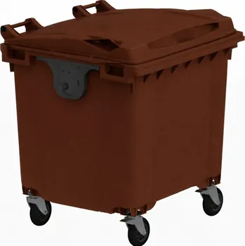 Popelnice NAODPAD Plastový kontejner 1100 l hnědý ploché víko