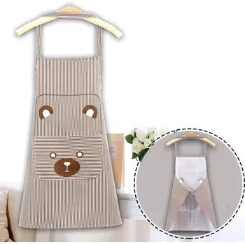 Kuchyňská zástěra Pruhovaná zástěra na vaření | kuchyňská zástěra, styl medvídek - Hnědá