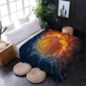 Přehoz na lůžko Flanelový přehoz | deka s motivem basketbalu - 1,100x150cm