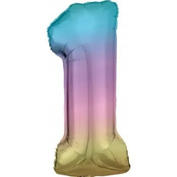 Balónek Fóliový balónek číslice 1 Duhový k 1. narozeninám 83 cm