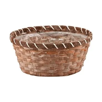 proutěný koš hnědý oválný - výška 10 cm