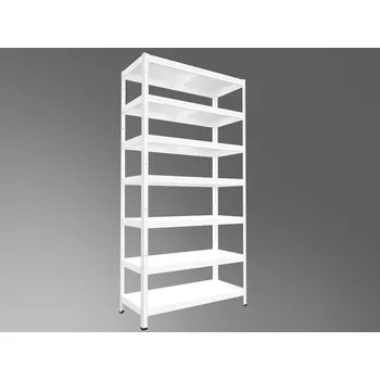 regál Kovový regál do domácnosti Biedrax 40 x 90 x 240 cm, bílý - 7 polic kovových