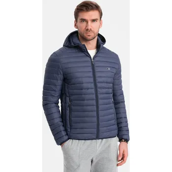 Pánská casual bunda Ombre Men's quilted bagged jacket - navy blue Ombre modrá 2713901