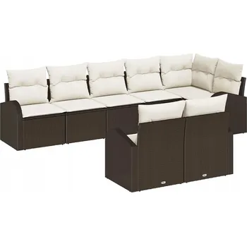 VidaXL 8dílná Zahradní Sedací Souprava s Polstry, Hnědý Ratan, Polyester