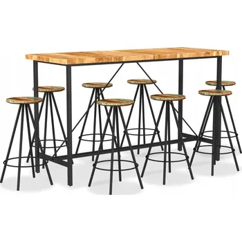 Jídelní set 9dílný barový set masivní akácie a masivní recyklované dřevo