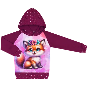 Mikina s kapucí - Puntík borůvka - lištička Velikost: 80