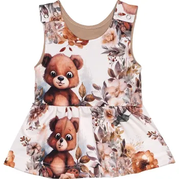 Dívčí šaty Laclové šatičky - Medvídek s kytičkou Velikost: 116
