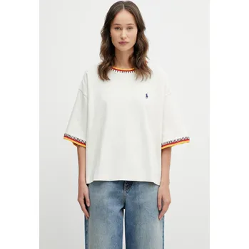 Pánské oblečení Bavlněné tričko Polo Ralph Lauren 10/1 OE JERSEY, M, béžová, 80X