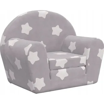 Pohovka Měkká dětská pohovka 2v1 světle šedá s hvězdičkami 57 x (34-90) x 45 cm
