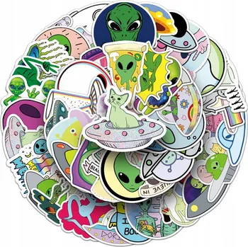 samolepka Sada 50 samolepek s mimozemšťany – vinylové samolepky sci-fi, alien