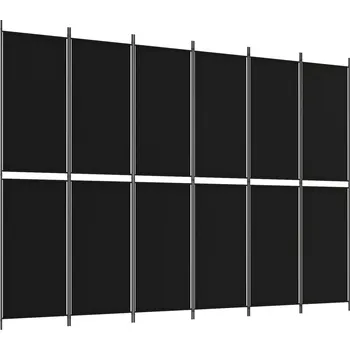 Paraván Skládací Paraván z látky a železa, 300 x 220 cm, černý