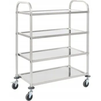 Servírovací stolek Čtyřpatrový servírovací vozík stříbrný 107 x 55 x 125 cm, nerezová ocel