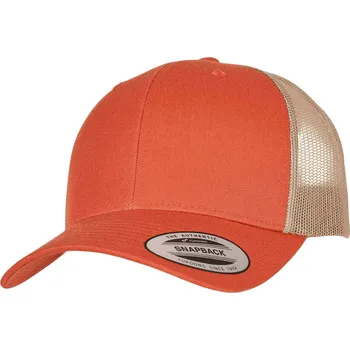 Kšiltovka Flexfit Dvoubarevná retro Trucker 6-panelová kšiltovka se síťkou Barva: oranžová - khaki FX6606T