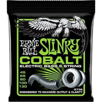 Hudební nástroj Ernie Ball 2736 Cobalt Slinky 45-130 Struny pro 5-strunnou baskytaru (Jako nové)