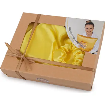 Povlak na polštářek Sada na spaní, saténový povlak na polštář a gumička, střední, 22 žlutá